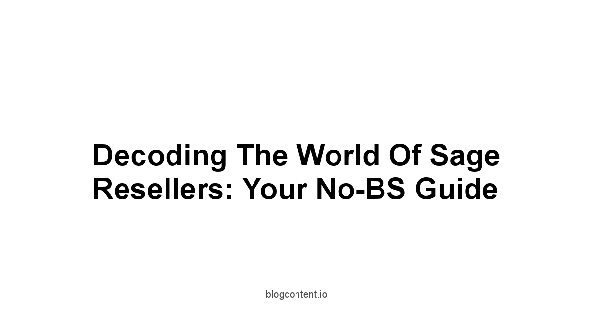 Decoding the World of Sage Resellers: Your No-BS Guide