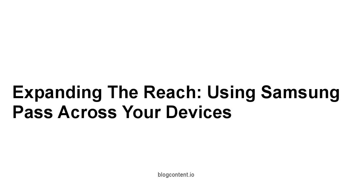 Expanding the Reach: Using Samsung Pass Across Your Devices