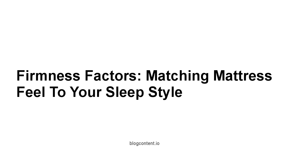 Firmness Factors: Matching Mattress Feel to Your Sleep Style