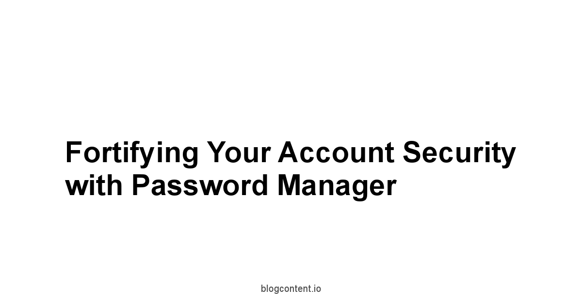Fortifying Your Account Security with Password Manager