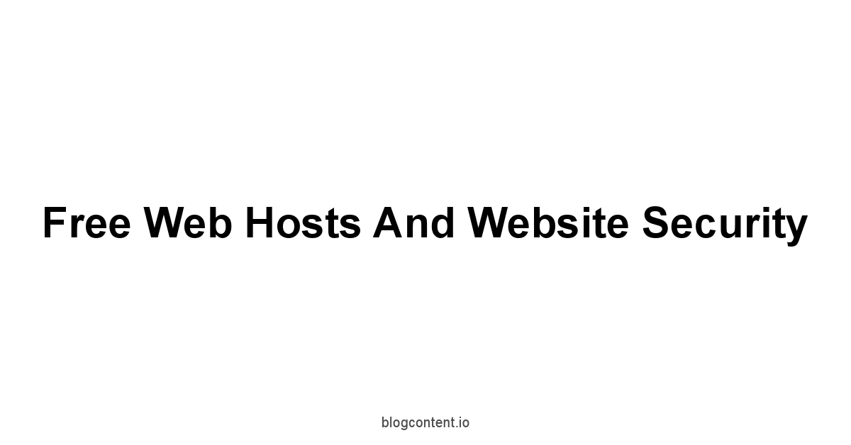 Free Web Hosts and Website Security