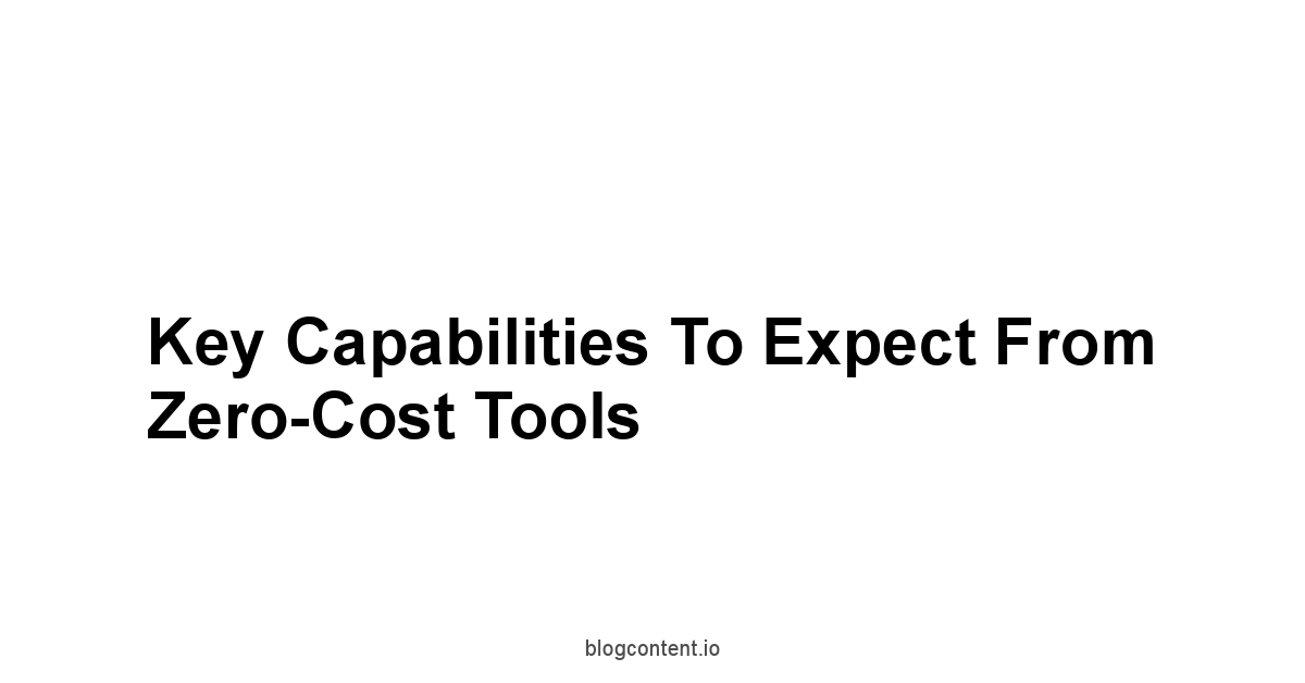 Key Capabilities to Expect from Zero-Cost Tools