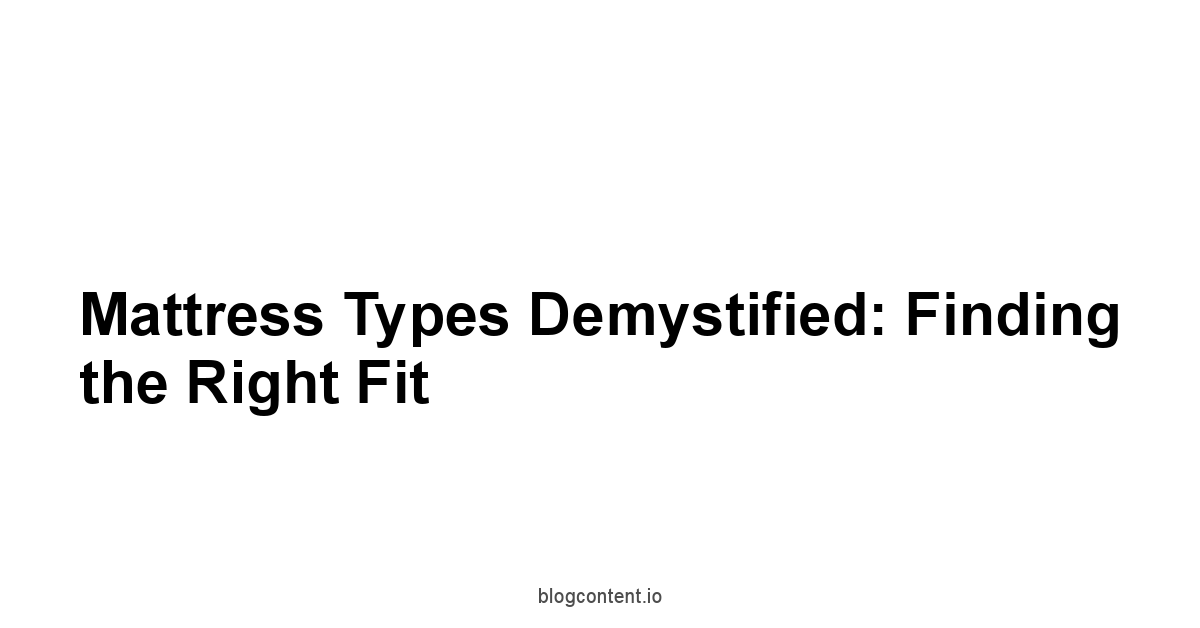 Mattress Types Demystified: Finding the Right Fit
