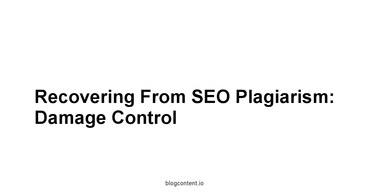 Recovering from SEO Plagiarism: Damage Control