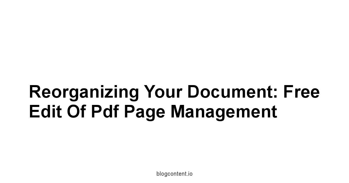 Reorganizing Your Document: Free Edit Of Pdf Page Management