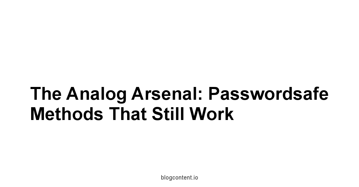 The Analog Arsenal: Passwordsafe Methods That Still Work