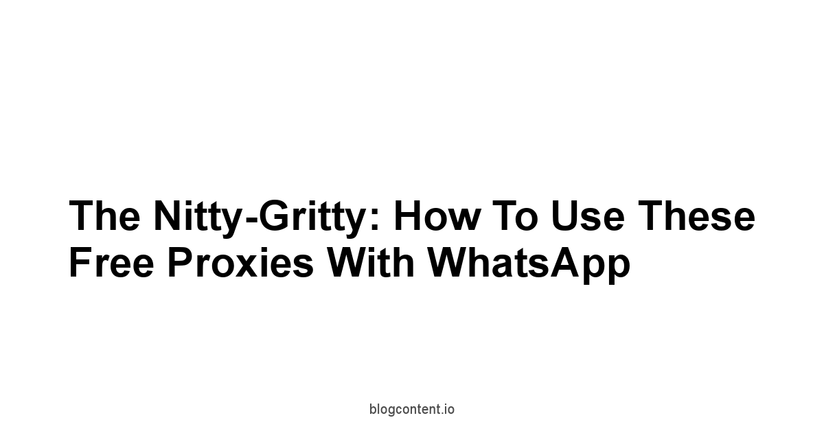 The Nitty-Gritty: How to Use These Free Proxies with WhatsApp