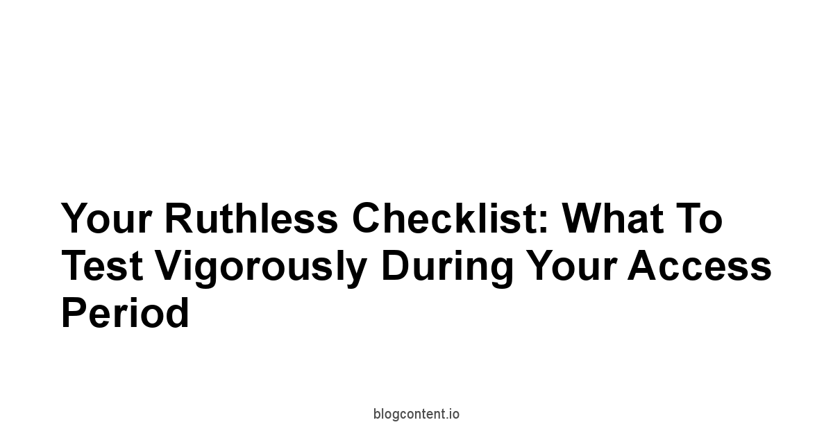 Your Ruthless Checklist: What to Test Vigorously During Your Access Period