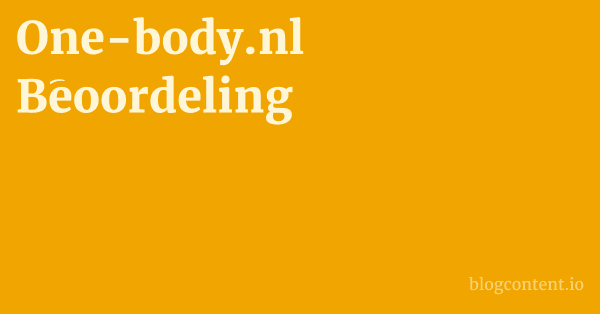 One-body.nl Beoordeling 1 by Partners