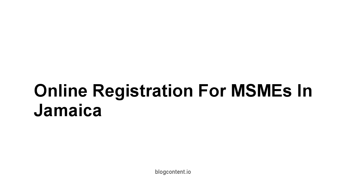 Online Registration for MSMEs in Jamaica